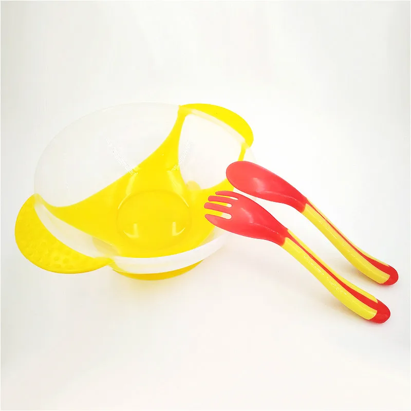 Temperature Sensing Feeding Spoon Child Tableware Food Bowl Learning Dishes Service Plate/Tray Suction Cup Baby Dinnerware Set