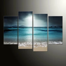 4 panel wall picture living room art sea view canvas painting module picture poster and print