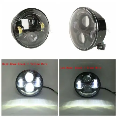 

Motorcycle 5-3/4" LED Projector Daymaker Headlights 4 Lamp Bulb For Harley Dyna 93-13