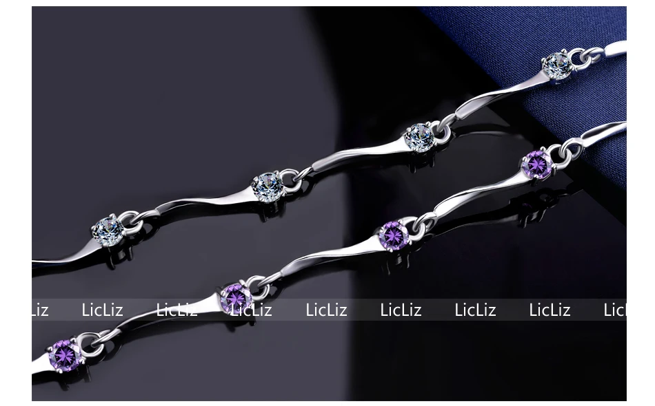 LicLiz 925 пробы серебро элегантный браслет с фианитами браслеты для Для женщин крутить цепь браслет фианит браслет наручники LB0111