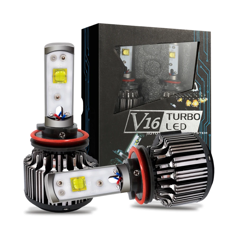 Автомобильный светодиодный налобный фонарь H7 H8 H9 H11 9005 9006 CREEs 40 Вт V16 Turbo