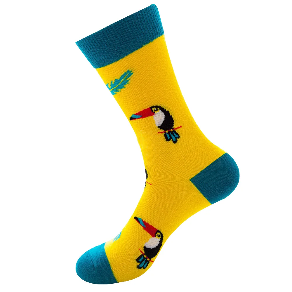 Забавные женские цветные хлопковые носки с животными новые милые Ленивец Тукан кенгуру Пингвин бык Конфеты Крем Яйцо коала сыра - Цвет: Toucan