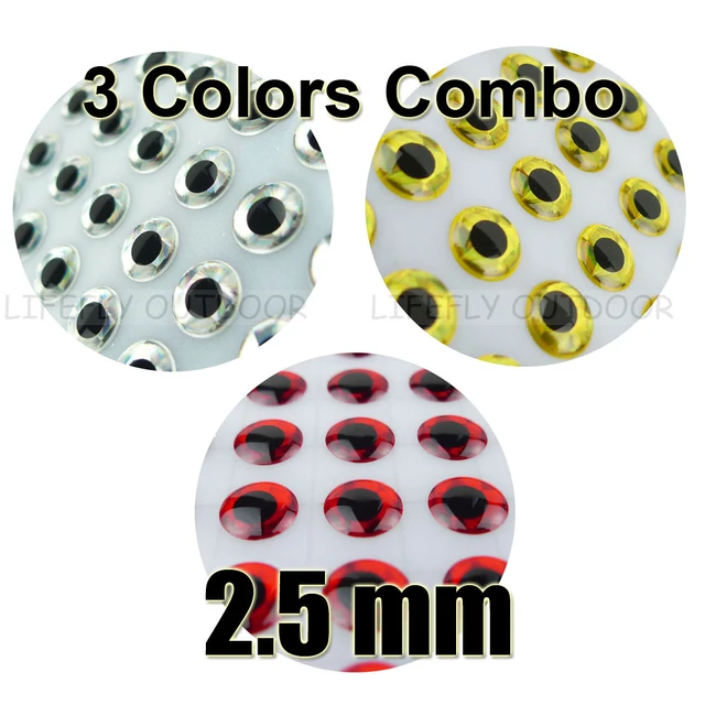 2.5mm 3D Assortment / Wholesale 1200 Soft Molded 3D Holographic Fish Eyes,  Fly Tying, Jig, Lure Making