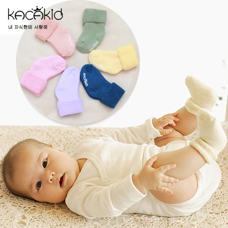 Kacakid хлопок Детские носки осень и зима сгущать теплый новорожденных носки для мальчиков и девочек пол износа противоскользящие носки для детей От 0 до 4 лет