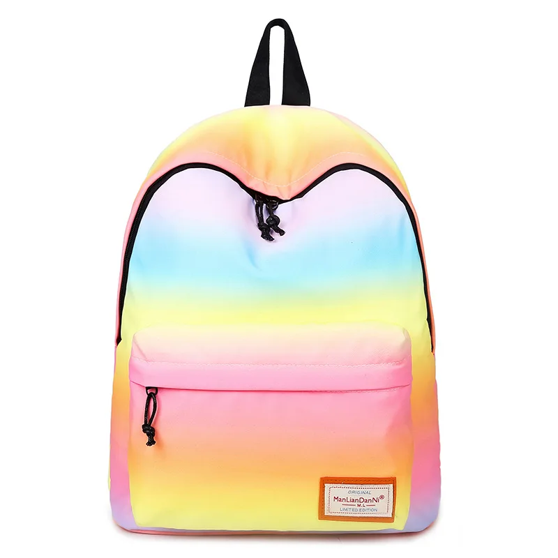 

2019 New Printing Backpacks Gradient Color Shoulder Bags Nylon School Bags Rainbow School Bags For Teenage Girls Book Bag Y199