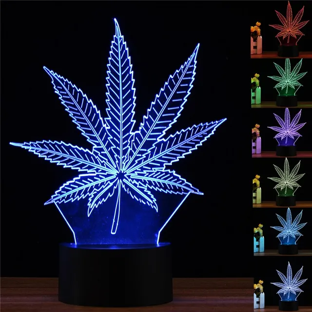 3d led night light acrylic visual maple leaf 7 color change table
