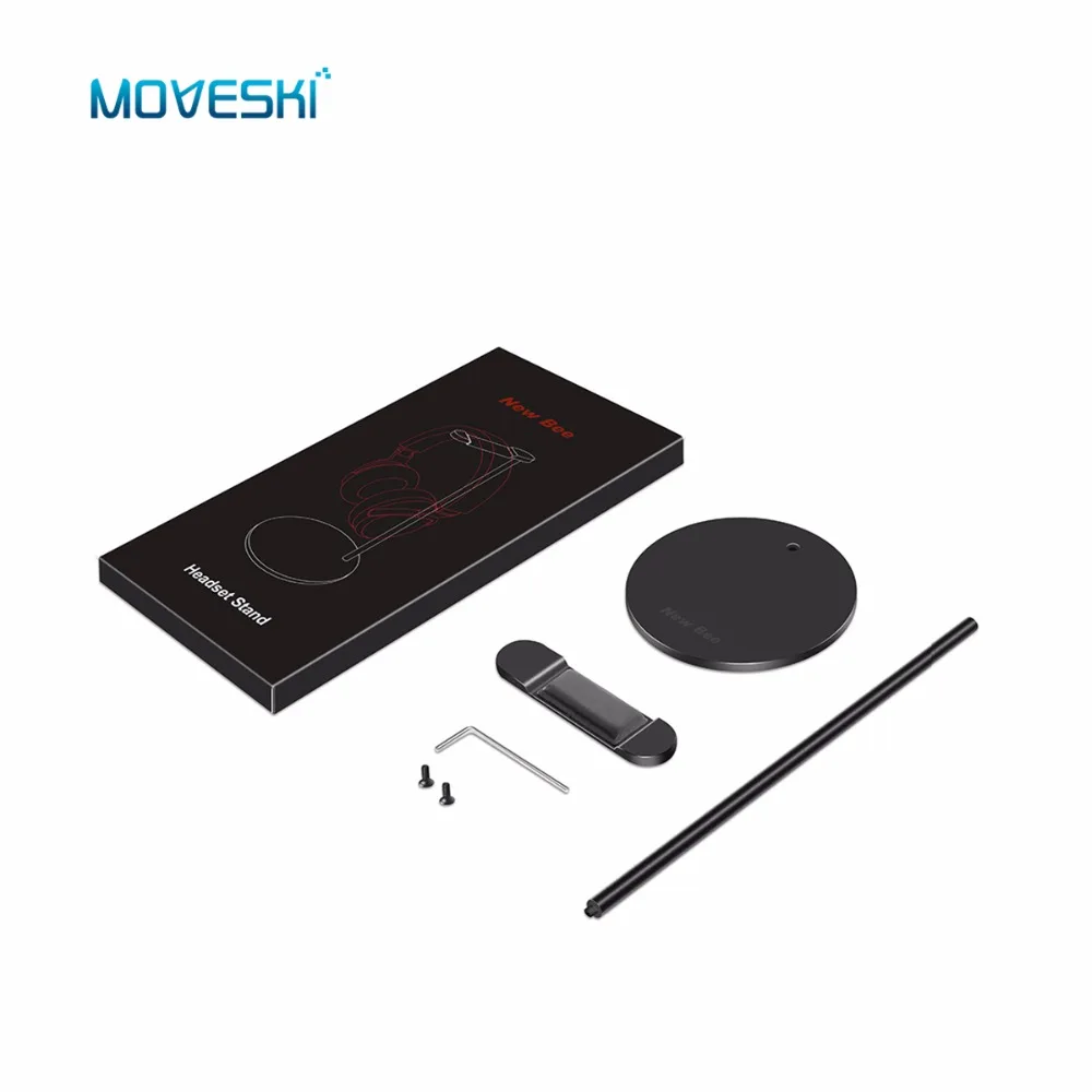 Moveski NB Z3 Headphone Stand aluminum Holder Earphone with leather Silicone Anti skid Flexible Headrest ABS Solid Base
