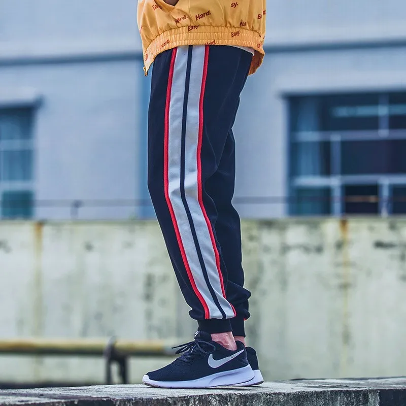 الجانب مخطط خليط الرجل السراويل عالية الشارع عداء ببطء السراويل Sweatpants الهيب هوب عارضة المسار غنيمة الذكور السراويل السراويل