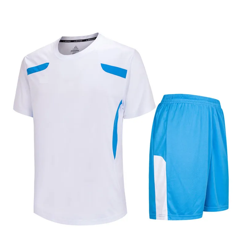 Мужской тренировочный костюм для футбола для мальчиков, комплект дышащее детское футбольное Джерси бесцветные футболки, спортивная одежда, комплекты для подростков DIY на заказ - Цвет: 5007 white