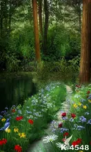 Top Sale Computer-Painted Thin Cloth Photography Background Green Forest Trail River Theme 150*200cm Backdrops fond photo studio