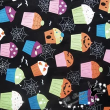 145*100 см черный фон кекс напечатанный Хэллоуин Хлопок Ткань для украшение на Хэллоуин лоскутное DIY-AFCK156