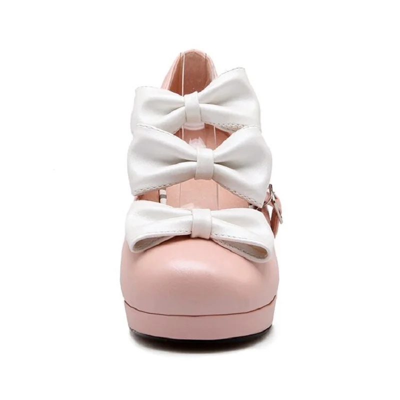 Красивые розово-белые туфли Мэри Джейн для девочки туфли на ремешке с каблуком средней высоты туфли маленькой принцессы женская обувь размеры 34~43