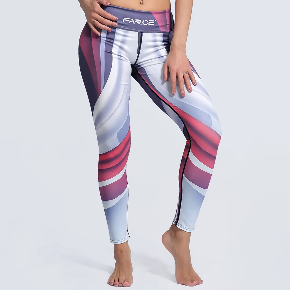 JIGERJOGER High rise Red grey stripes women's athlectic leggings sporty ...