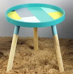 Сбивать круглый 3 ноги Европа современный маленький круглый деревянный столик - Цвет: green