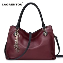 Laorentou 100% Genuine Cow Leather Luxury Handbag With Hollow Accessories Crossbody Bags For Women Real Leather Tote Bag N48