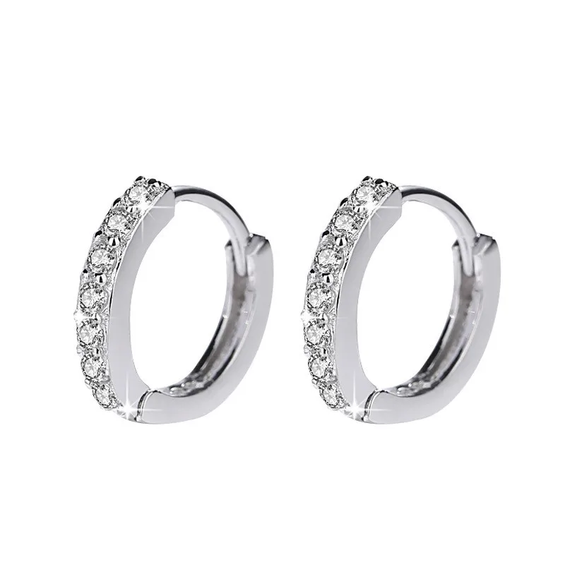INZATT, настоящее 925 пробы, серебряные циркониевые круглые серьги-кольца для модных женщин, вечерние ювелирные украшения, минималистичные аксессуары