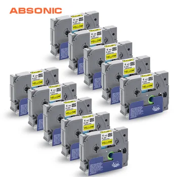 

Absonic 10PCS TZe-611 Tape Printer for Brother P-touch Printer Black on Yellow TZ-611 Label Maker Compatible for PT200 D210 H110