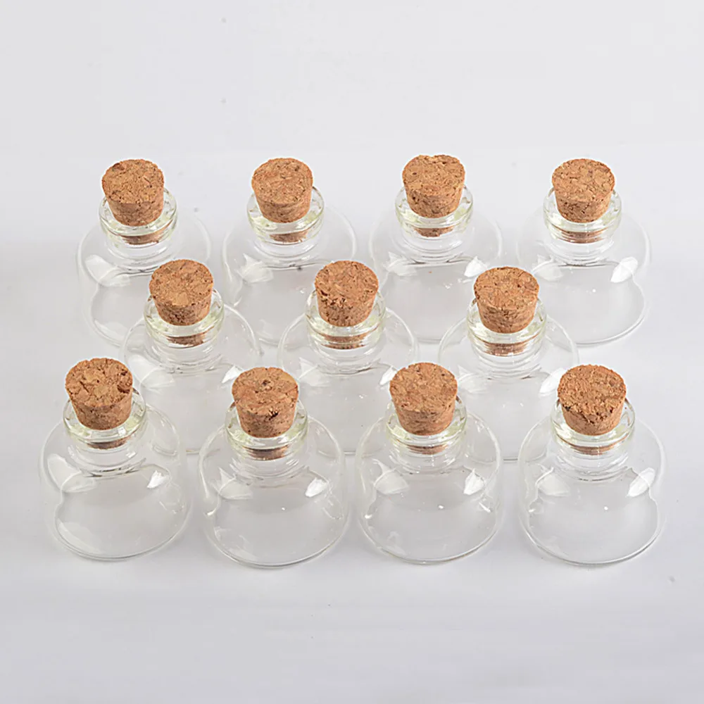 Mini Glass Bottles, Cork, Empty, Transparent Glass Jars, Vials, 30*30*10mm, 10ml, , 24PCs per Lot