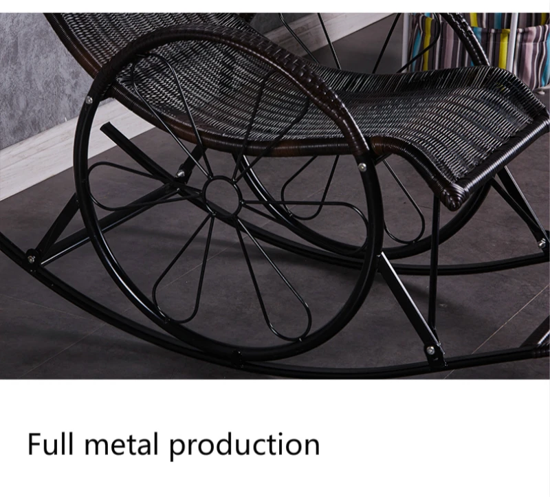 Retro Creative Rocking Chair Household Balcony Garden Lounge Chair Leisure Rattan Outdoor Chair with Footrest Adult Nap Seat
