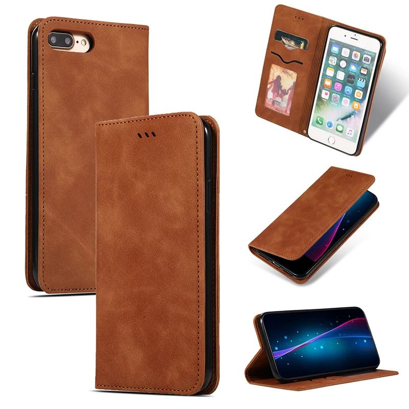 Роскошный кошелек из натуральной и искусственной кожи, флип-бумажник, телефон чехол для iPhone 6 6 S 7 8 X XS MAX XR, отделение для фото и карточек, мягкая задняя крышка из ТПУ - Цвет: Brown