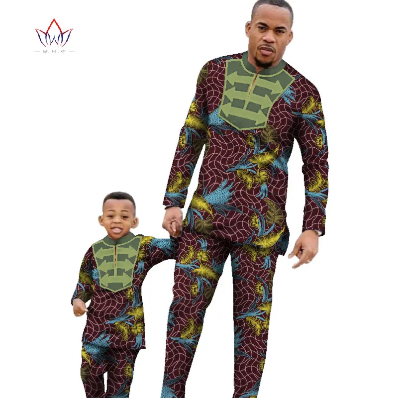 Новая мужская одежда в африканском стиле, комплекты из футболки и штанов, Bazin Riche, одежда для Отца и Сына, Дашики, мужские хлопковые комплекты из 2 предметов, WYQ85
