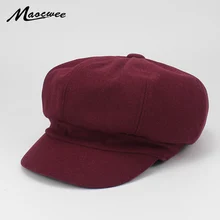 Черные однотонные береты фетровые шапки женские винтажные Восьмиугольные шапки береты женская шапка Chapeu Feminino Boina Повседневная Bone Gorras Новинка