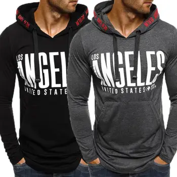 

US STOCK Men's Long Sleeve Hoodie Casual Sweatshirt Letter Cool Hoody Slim Fit Hooded Tops