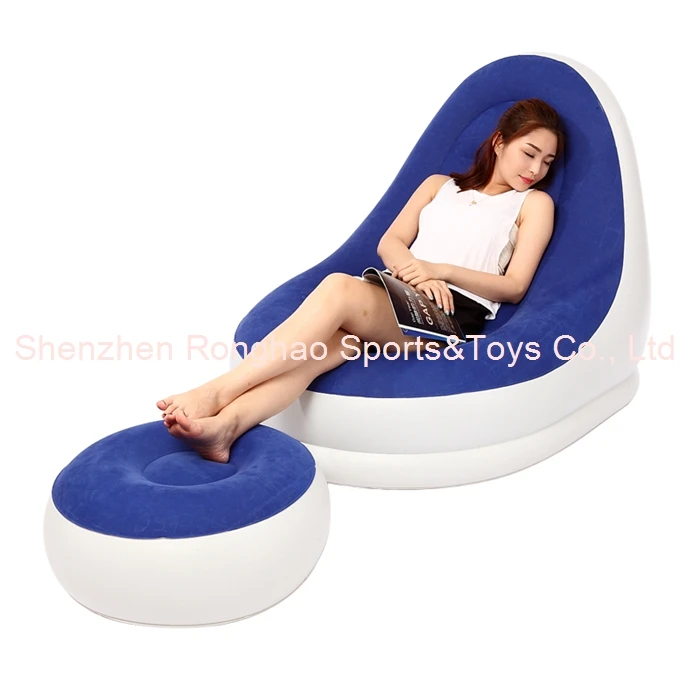 Надувной диван из ПВХ с подставкой для ног дома и улицы|inflatable flocked sofa|outdoor lounge