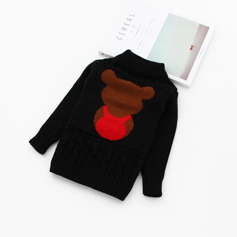 Sundae Angel/Детские свитера зимний свитер для маленьких девочек утепленный свитер с длинными рукавами и круглым вырезом с вышитым медведем для мальчиков 12 мес.-3 лет - Цвет: As picture