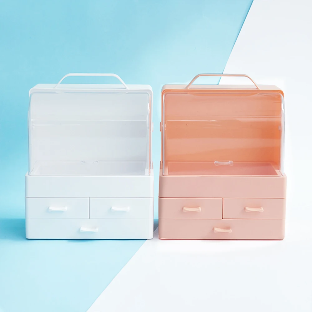 Desktop Makeup Organizer Cosmetic Storage Box With Dustproof Lid