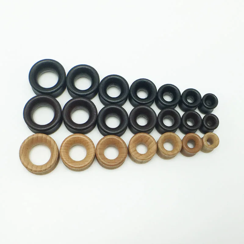 

2pcs fashion wood flesh tunnels ear expander pircing stretcher black brown natural non-toxic anti-allergic body piercing jewelry