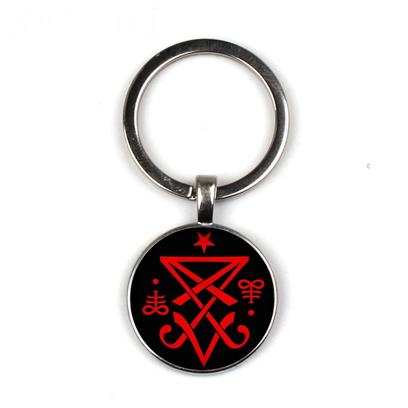 

Glass Cabochon Lucifer Satan Keychain Exquisite Fashion Bag Car Key chain Ring Holder Charms
