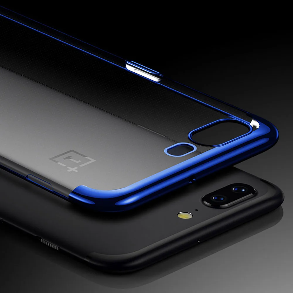 Murah Ultra Tipis Batal Plating Chrome TPU Anti Gores Kasus Untuk Satu ditambah 5 T Lembut Silicone Gel Transparan Cover Untuk OnePlus 5 T A5010