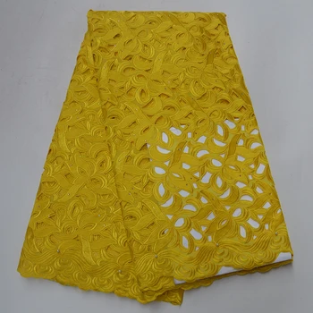 

SY9487-4 African Embroidered Net Lace Fabric Hollow Swiss Guipure French Tulle Double Organza Cord Nigerian Lace Fabrics 5Yards
