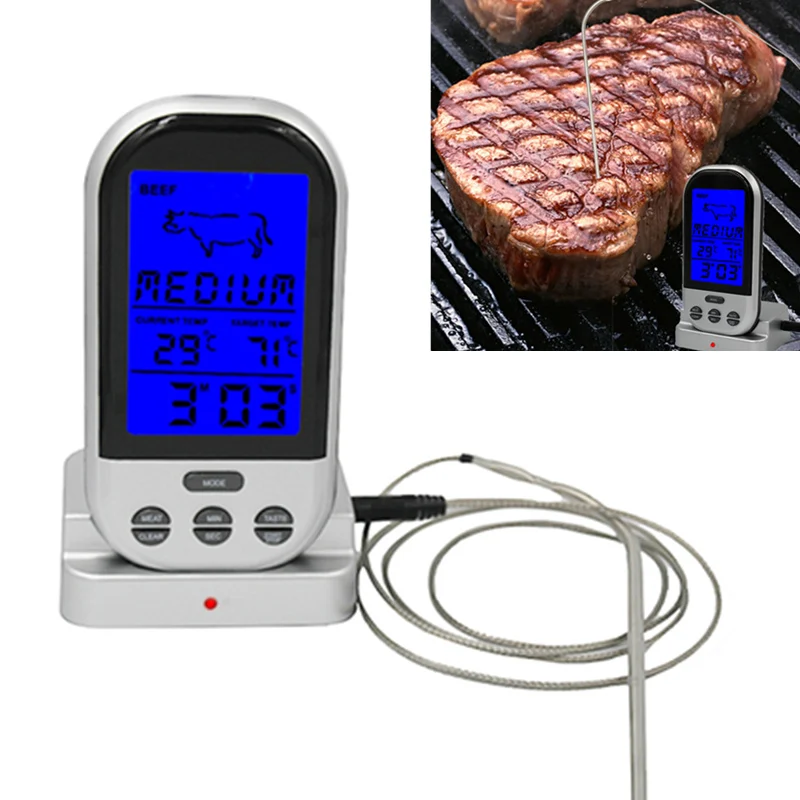 

Wireless Digital Remote Thermometer Probe Meat BBQ Grilling Kitchen Cooking Food Temperature Meter With Probe 45%off