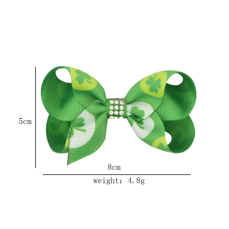 Clover Butterfly Hairpin Printed Knot Ribbon Bow For Girls Handmade Boutique Hair Clip Children Hair Accessories (3)