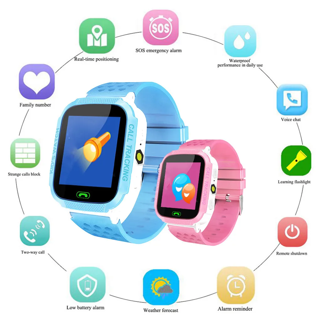 

Waterproof Children's Smart Watch Phone GPS Tracker SOS Positioning Smartwatch Anti Lost Child Water Resistant Watch Phone#20