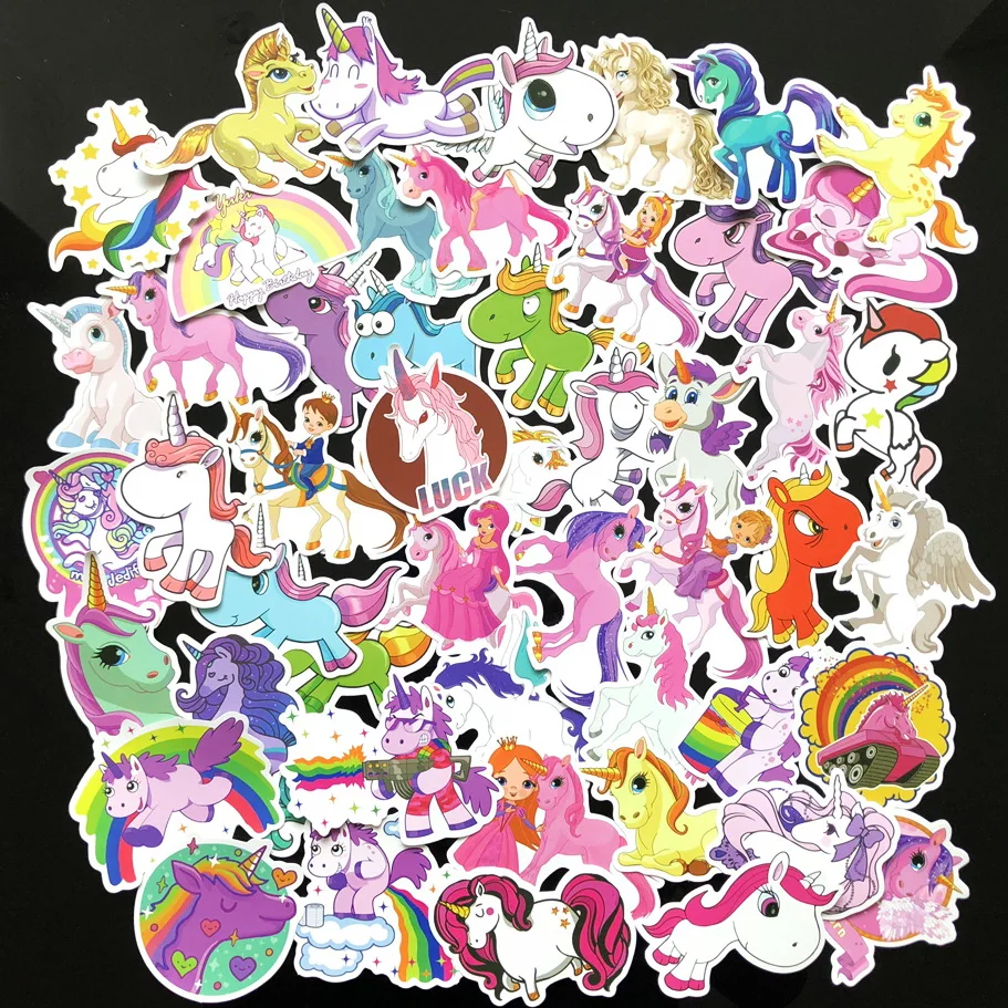 

50 pieces Unicorn Waterproof Cartoon Stickers for Wall Decor Fridge Motorcycle Bike Laptop Car Stickers