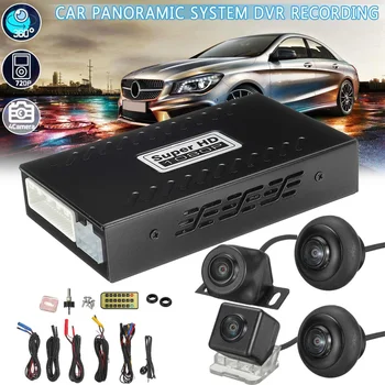 

1set Universal 360 Degree 2D Bird View Panorama System Rear View Camera DVR Dash Camera 4 Cameras 1080P Car DVR Recording black