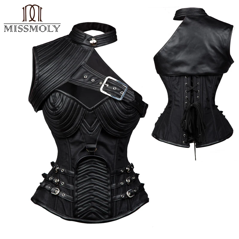 

Miss Moly Steampunk Corset Women Gothic Bustier 10 Steel Boned Tops Burlesque Goth Lingerie Tummy Slimming Sheath