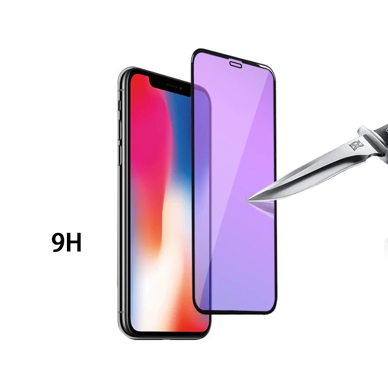 10D закаленное стекло с защитой от синего света для Apple iphone 6 6S 7 8 10 X S XR XS Max 7plus 8plus xsmax Защитная пленка для экрана телефона 9H