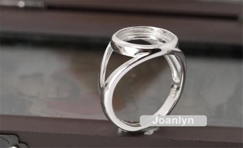 Кольцо Joanlyn для 12 мм круглых кабошонов с покрытием из белого золота регулируемое