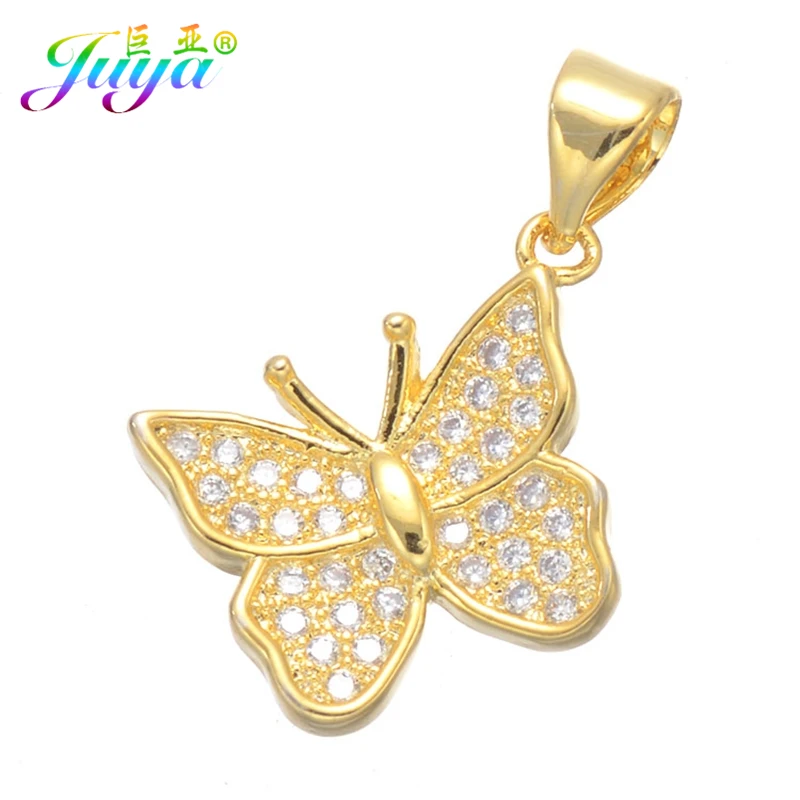 

2017 Fashion Gold/Silver/Rose Gold Butterfly Charm Pendants Accessories For Women Men Handmade Bracelet Necklace Jewelry Making