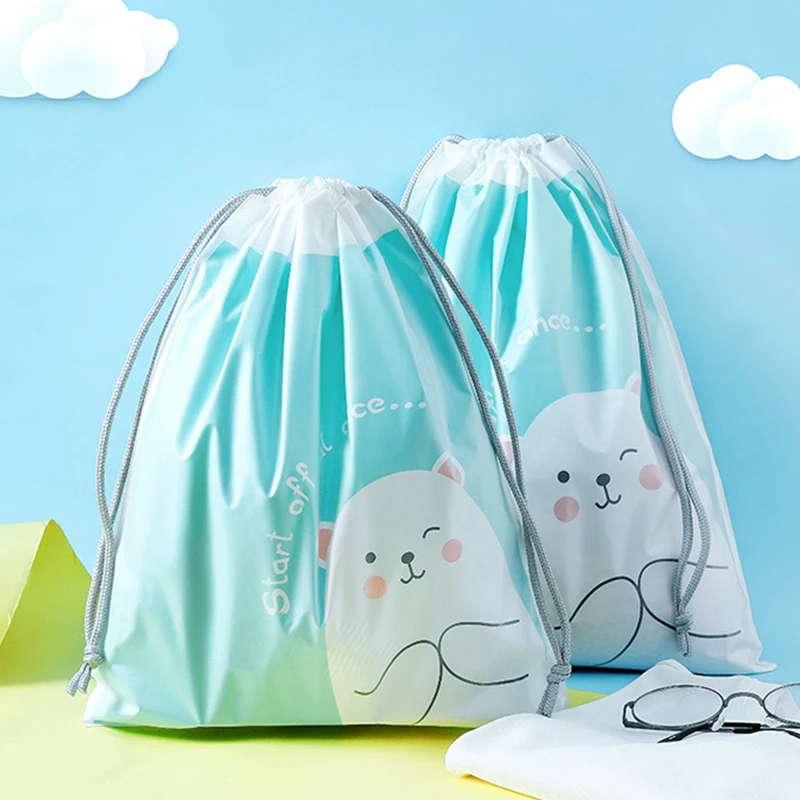 1 шт. водонепроницаемые Мультяшные животные напечатанные сумки для хранения детская одежда детские игрушки Органайзер на шнурке косметическая сумка-кисет для конфет - Цвет: Polar bear