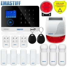 Free shipping.Newest Wireless Home Security WIFI GSM SIM card EN RU ES PL DE Switchable Alarm system APP RFID Remote Control