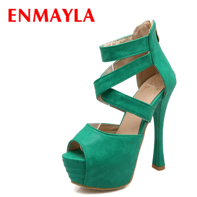 

ENMAYER Summer Pumps Sexy Pointed Toe Stone pattern High Heels Women Pumps Shoes Platform Spring Brand thick heels Wedding Pumps