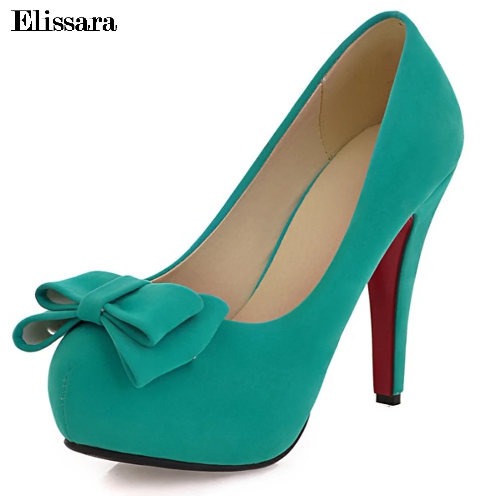

Elissara Women's High Heels Pumps Shoes for Women Bow Tie Platform Slip on Party Wedding Shoes Size 34-39