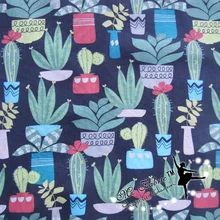 Широкая 110 см серая Нижняя хлопковая ткань с принтом кактуса, стеганая домашняя ткань, лоскутное шитье, материал, сделай сам, женская одежда, платье, фарик