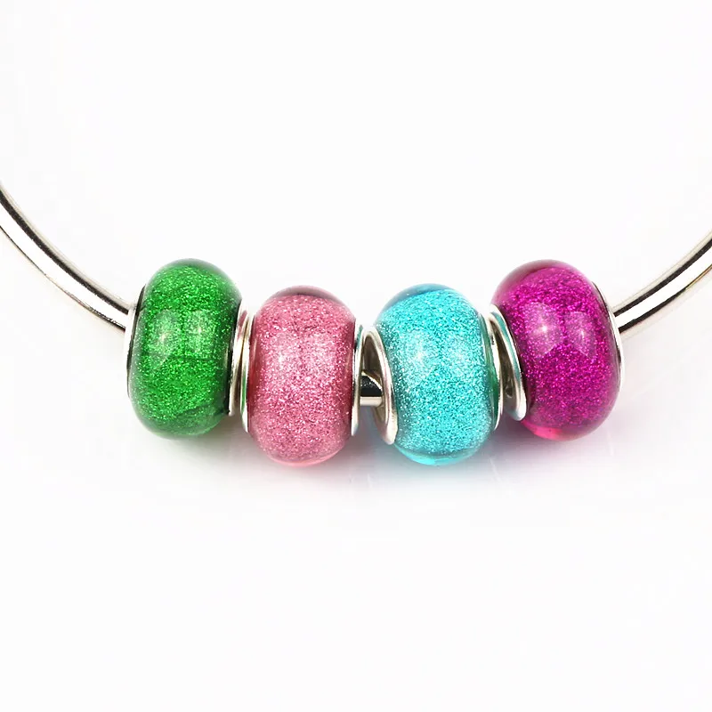 

10 шт./лот 14 мм Разноцветные Европейские Бусины Rondelle, бусины из смолы с большим отверстием с посеребренными сердечниками, подходят для браслетов