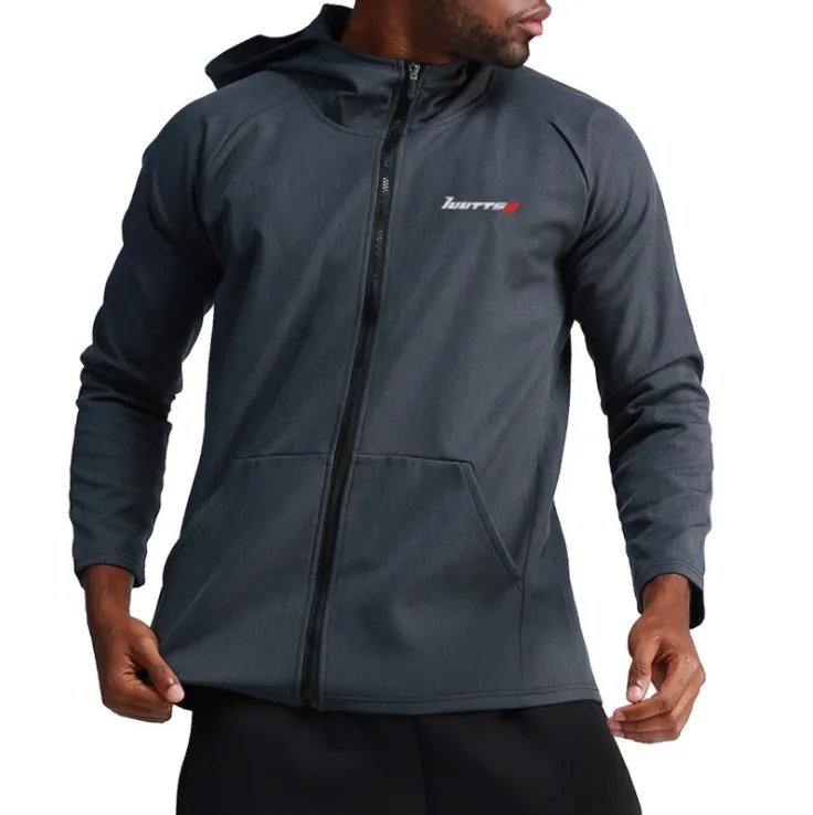 UABRAV Men's Running Shirt with Hooded Long-sleeved Sportwears Quick-dry Sport Training Tops 3colors2